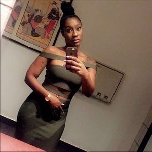 Olive green off the shoulder bandage dress